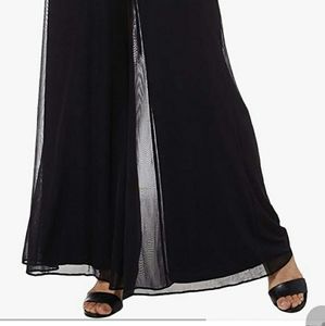 S. Levine Black Mesh Wide Leg Palazzo Pants